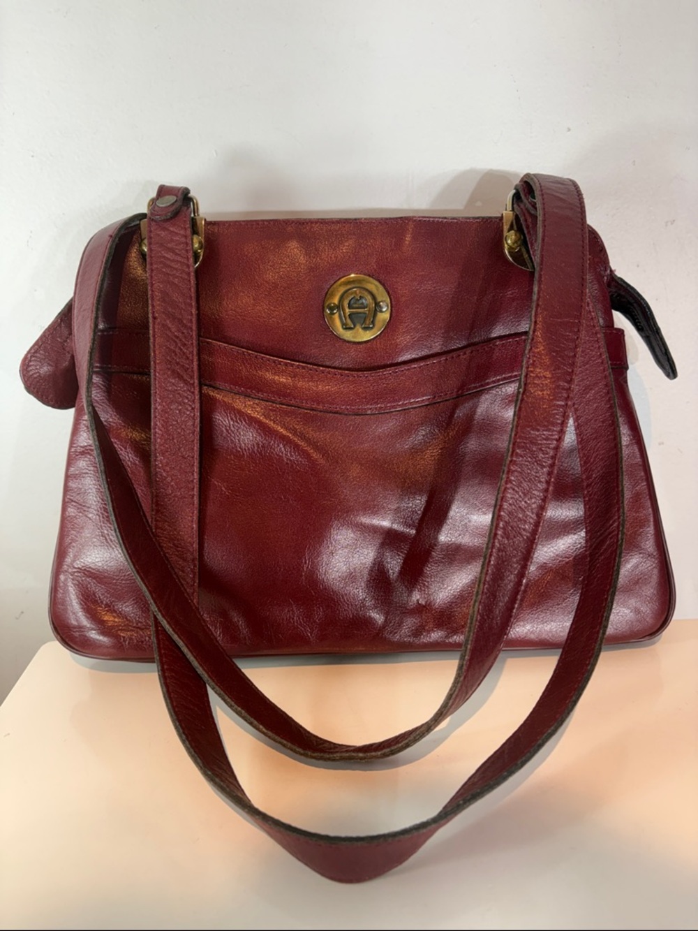 Vintage Etienne Aigner Handbag/Purse double handles oxblood Leather